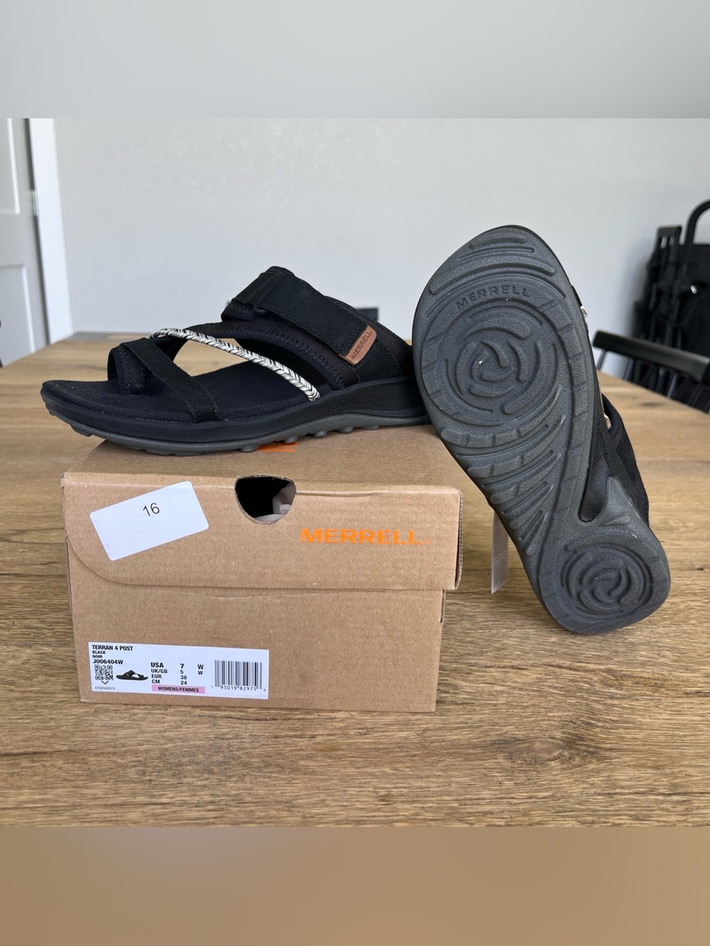 Size 7 Women’s Merrell Terran 4 Post Wrap Black Comfort Hiking Sandal J006404 - Picture 2 of 8